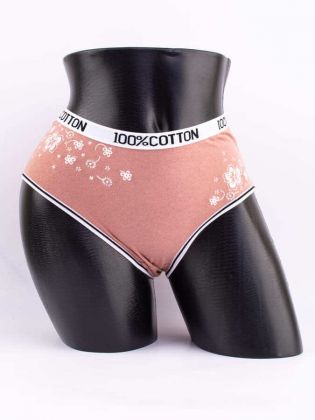 Слипы с цветочным принтом и эластичным поясом с надписью "100% COTTON" - фото 1