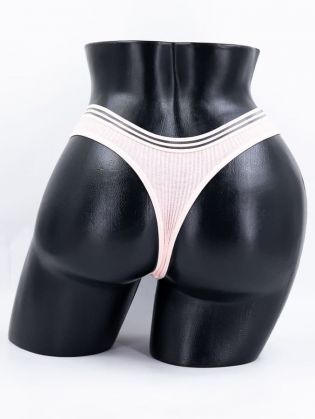 Стринги в рубчик с прозрачным поясом - фото 3