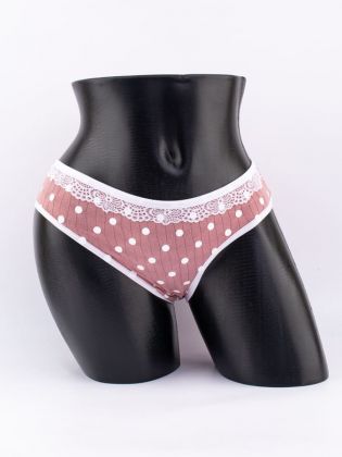 Слипы в крупный горошек с кружевом - фото 1