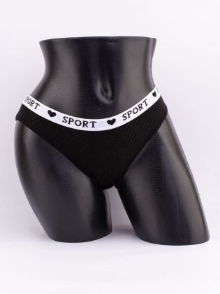 Слипы вафельные с белым поясом с надписью "sport" - фото 1