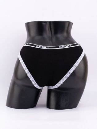 Слипы с кружевной окантовкой и эластичным поясом с надписью "sport" - фото 3