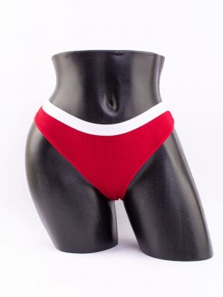 Стринги в рубчик с белым поясом - фото 1