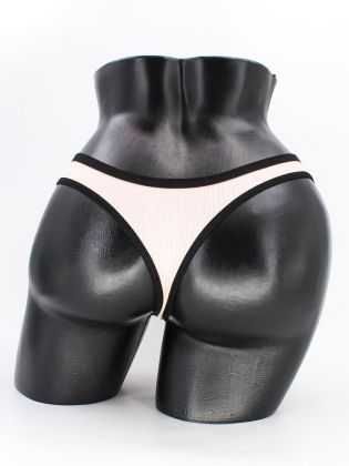 Стринги в рубчик с черной полоской - фото 3