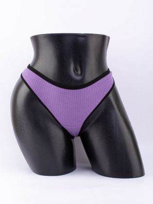 Стринги в рубчик с черной полоской - фото 1