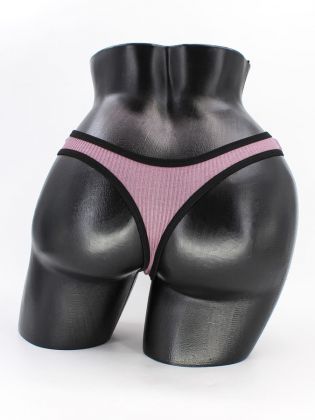 Стринги в рубчик с черной полоской - фото 3