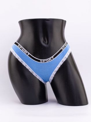 Слипы с кружевной окантовкой и эластичным поясом с надписью "sport" - фото 1