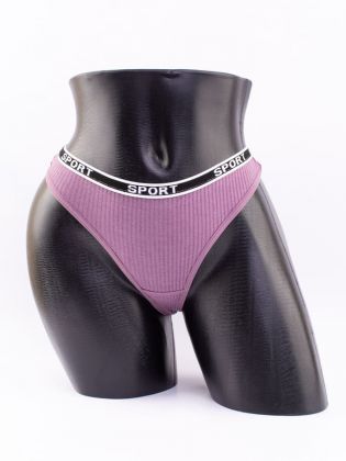 Стринги в рубчик с надписью "sport" - фото 1